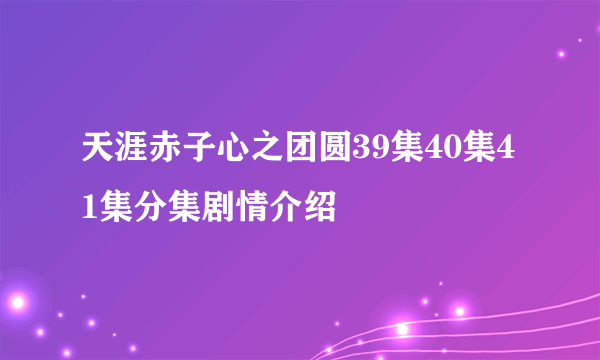 天涯赤子心之团圆39集40集41集分集剧情介绍