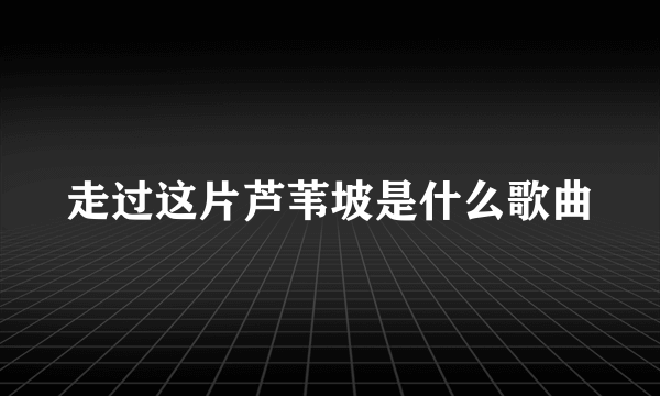 走过这片芦苇坡是什么歌曲