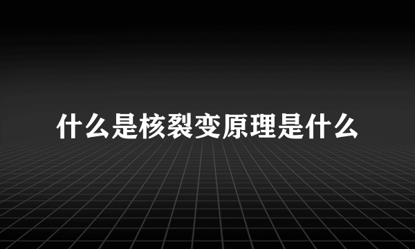 什么是核裂变原理是什么