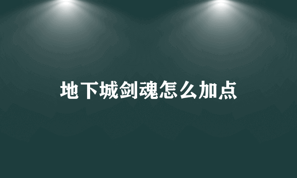 地下城剑魂怎么加点