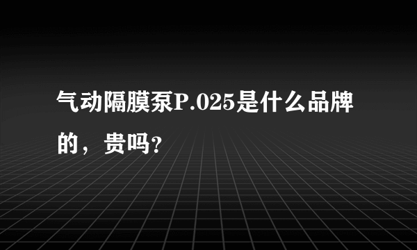 气动隔膜泵P.025是什么品牌的，贵吗？