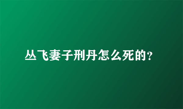 丛飞妻子刑丹怎么死的？