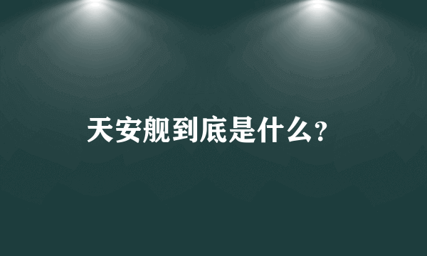 天安舰到底是什么？