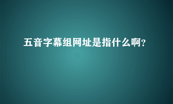 五音字幕组网址是指什么啊？