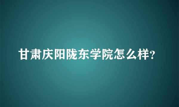 甘肃庆阳陇东学院怎么样？