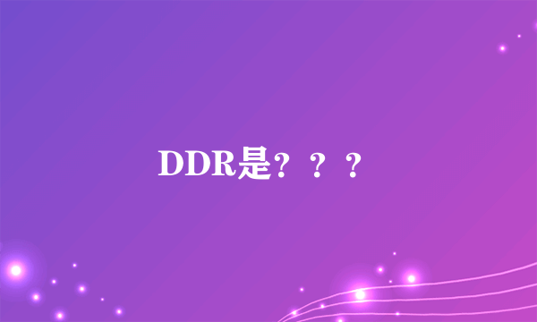 DDR是？？？