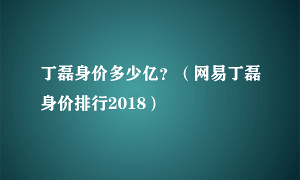 丁磊身价多少亿？（网易丁磊身价排行2018）