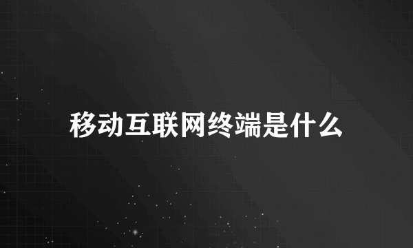 移动互联网终端是什么