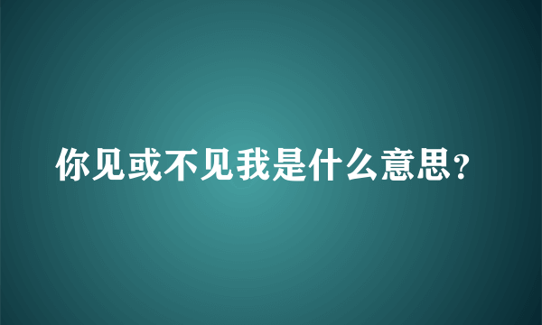 你见或不见我是什么意思？