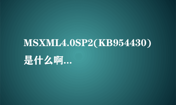 MSXML4.0SP2(KB954430)是什么啊 谁知道啊麻烦给解释一下