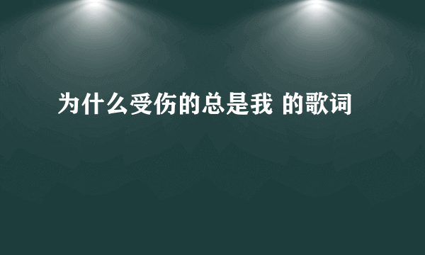 为什么受伤的总是我 的歌词