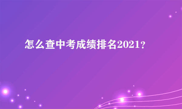 怎么查中考成绩排名2021？