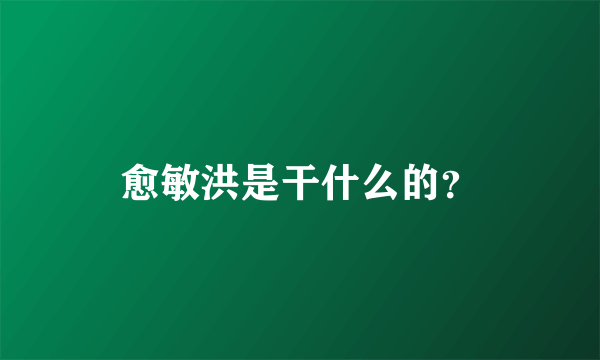 愈敏洪是干什么的？