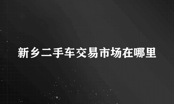 新乡二手车交易市场在哪里