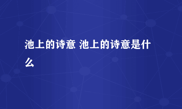 池上的诗意 池上的诗意是什么