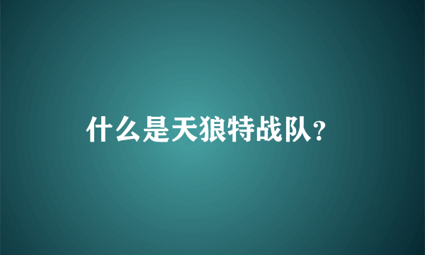 什么是天狼特战队？