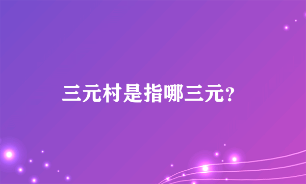 三元村是指哪三元？