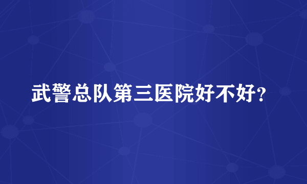 武警总队第三医院好不好？