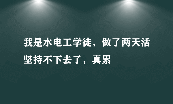 我是水电工学徒，做了两天活坚持不下去了，真累