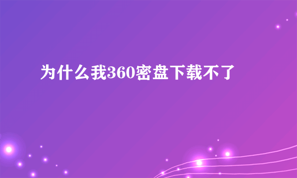 为什么我360密盘下载不了