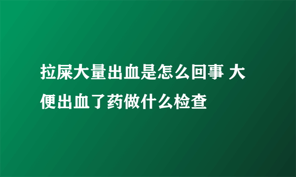 拉屎大量出血是怎么回事 大便出血了药做什么检查