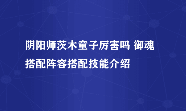 阴阳师茨木童子厉害吗 御魂搭配阵容搭配技能介绍