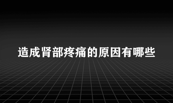 造成肾部疼痛的原因有哪些