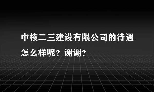 中核二三建设有限公司的待遇怎么样呢？谢谢？