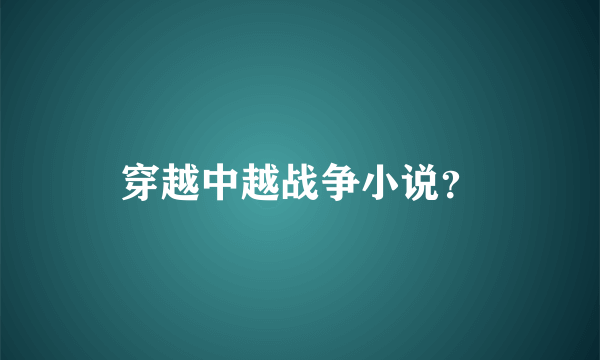 穿越中越战争小说？