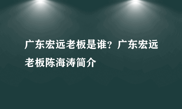 广东宏远老板是谁？广东宏远老板陈海涛简介