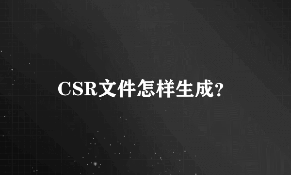 CSR文件怎样生成？