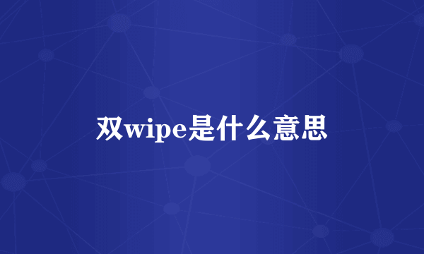 双wipe是什么意思