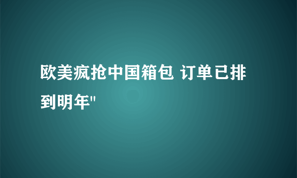 欧美疯抢中国箱包 订单已排到明年