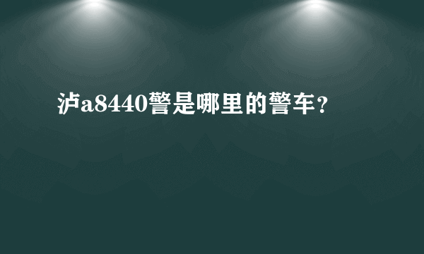 泸a8440警是哪里的警车？