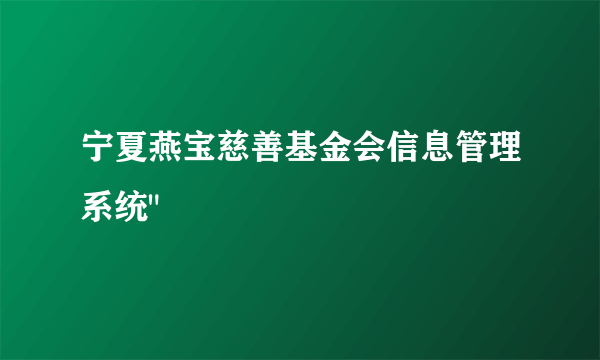 宁夏燕宝慈善基金会信息管理系统