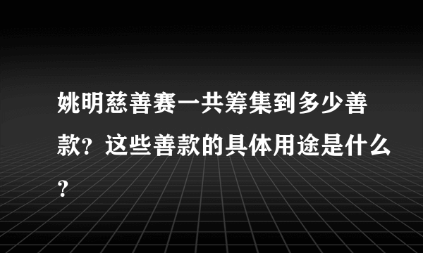 姚明慈善赛一共筹集到多少善款？这些善款的具体用途是什么？