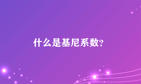 什么是基尼系数？