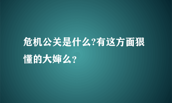 危机公关是什么?有这方面狠懂的大婶么？