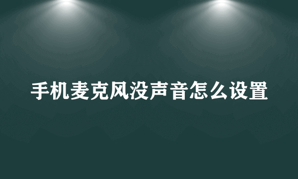 手机麦克风没声音怎么设置