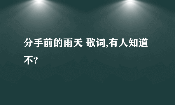 分手前的雨天 歌词,有人知道不?