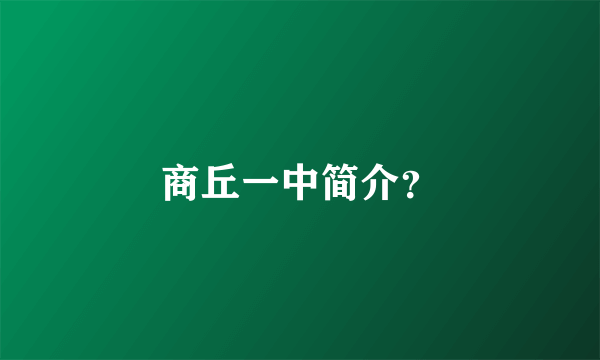 商丘一中简介？