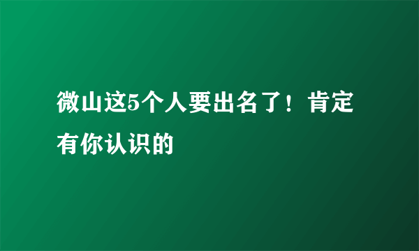 微山这5个人要出名了！肯定有你认识的