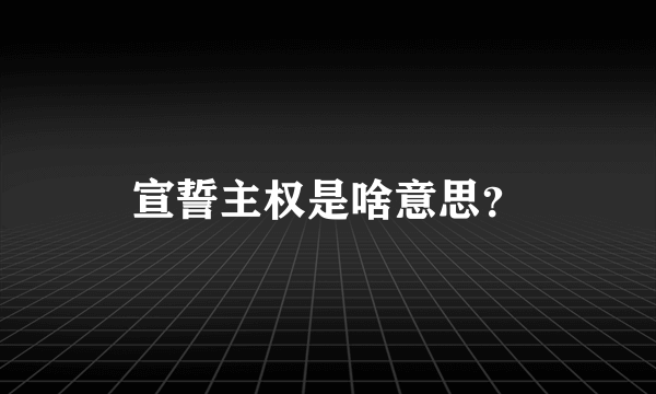 宣誓主权是啥意思？