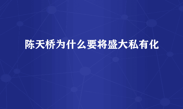 陈天桥为什么要将盛大私有化