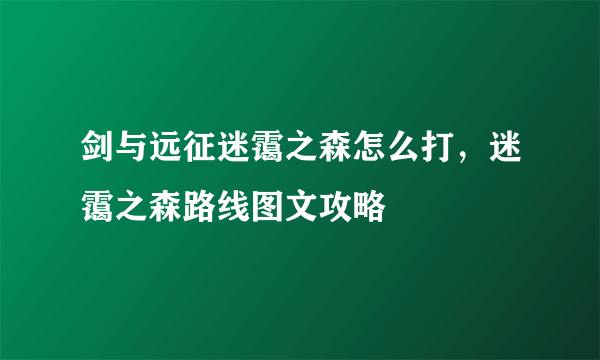 剑与远征迷霭之森怎么打，迷霭之森路线图文攻略