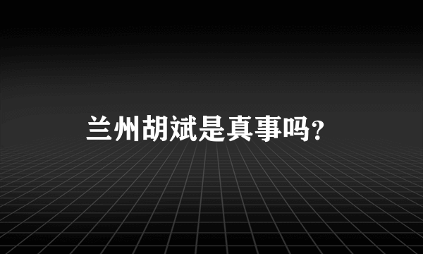 兰州胡斌是真事吗？