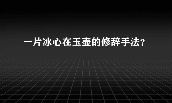 一片冰心在玉壶的修辞手法？