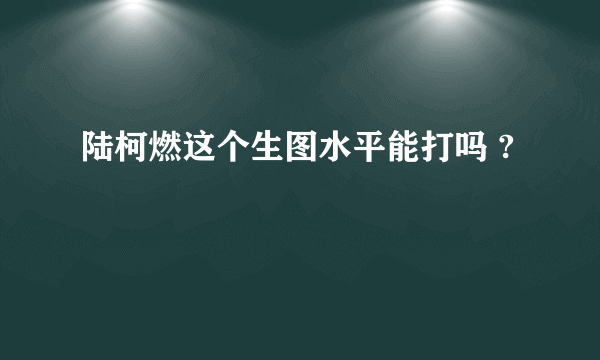 陆柯燃这个生图水平能打吗 ?