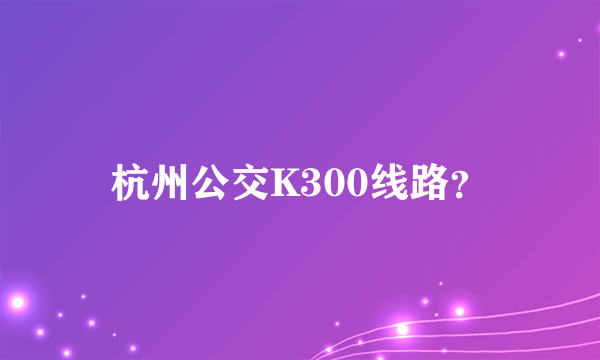 杭州公交K300线路？