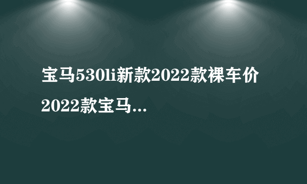 宝马530li新款2022款裸车价 2022款宝马530li仅售46万_飞外网